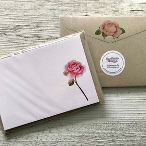 Flat PRETTY BLOOMS Notizkarten 10er Set - Personalisierte oder Blanko-Notizkarten mit aufeinander abgestimmten Kraftumschlägen - 5 DESIGNS zur Auswahl