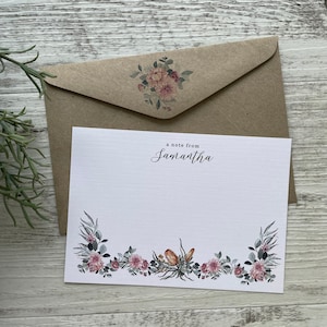 Flat AUSTRALIAN NATIVE BOUQUET Notecard Set of 10 - Australian stationery - Australian floral notecard set with coordinating kraft envelopes