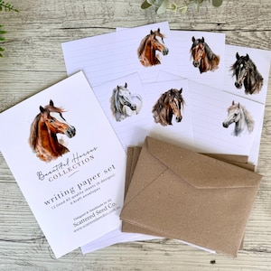 Conjunto de papel de carta da coleção BEAUTIFUL HORSES - papel de carta com tema HORSE - conjunto de amigos por correspondência - Scattered Seed Co