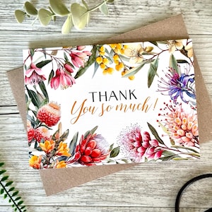 Australian Native Floral THANK YOU Card - AUSTRALIAN Flora - Aussie Thankyou Flower cards for her friend gift card