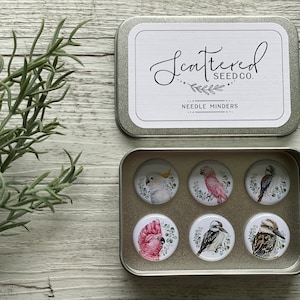 NEEDLE MINDERS or MAGNETS - Australian Birds set of 6 - 1 inch magnets set of 6 - Fridge Magnets - Scattered Seed Co.