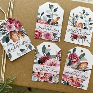 Etiquetas para presente de dia das mães, buquê nativo australiano, conjunto de 10 etiquetas para DIA DAS MÃES com 5 designs variados, etiquetas para lembrancinhas de festa de buquê australiano