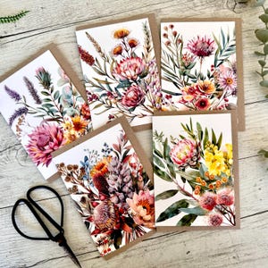 AUSTRALIAN FLORALS (Set 2) Blank cards set of 5 - Australian flora greeting card set also available individually