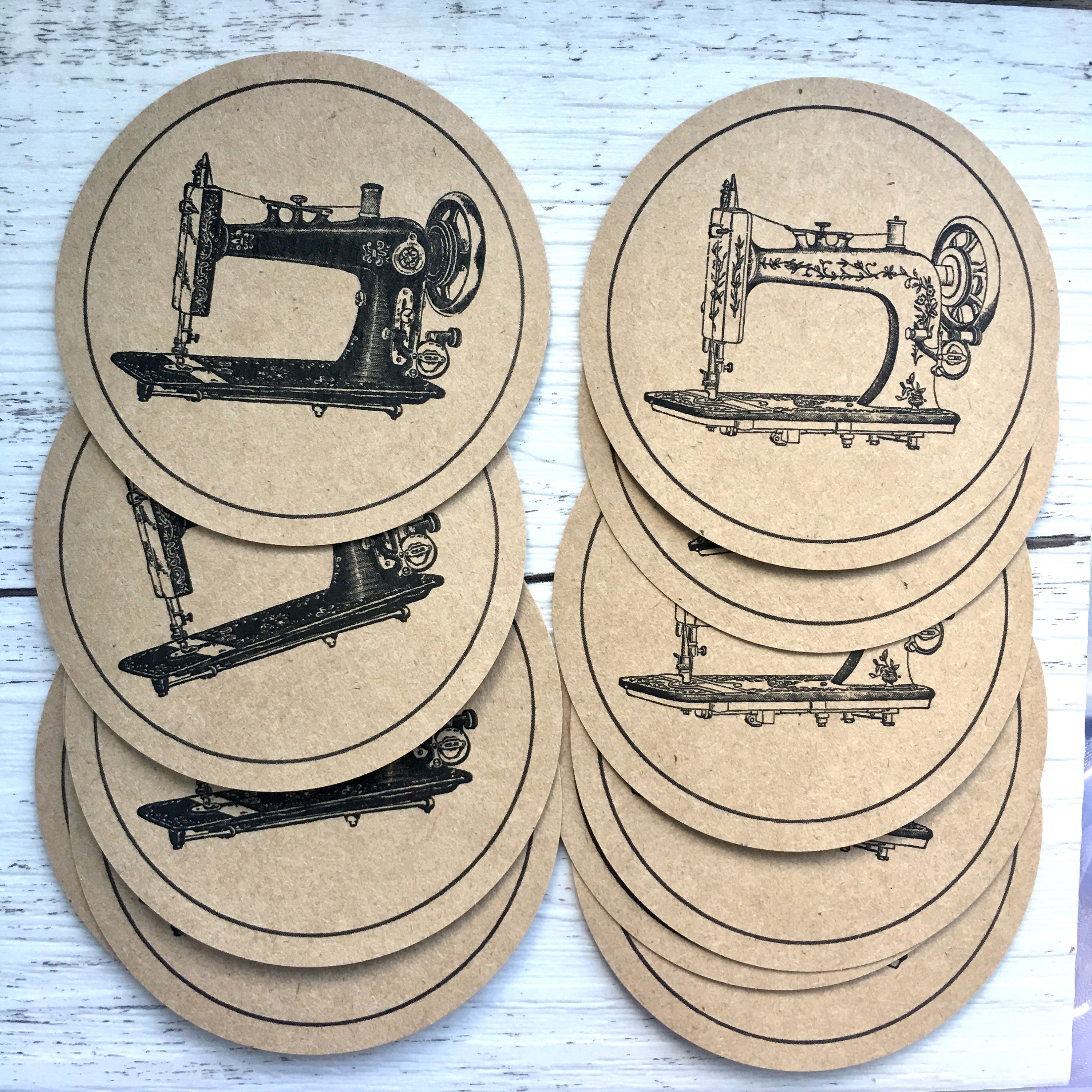 Gift Tags VINTAGE SEWING MACHINES Round Kraft Sewing Gift Etsy Australia