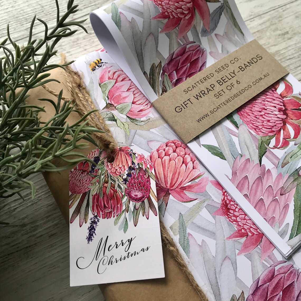 Gift Wrap Bellybands WARATAH / PROTEA COLLECTION Gift Etsy Australia