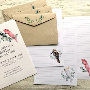 Conjunto de papel de carta da coleção AUSTRALIAN BIRDS - papel de carta com tema australiano - conjunto de amigos por correspondência - Scattered Seed Co