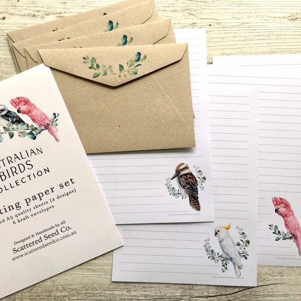 letter writing paper australia AUSTRALIAN BIRDS Collection Writing Paper Set - Australian themed notepaper - penpal set - Scattered Seed Co