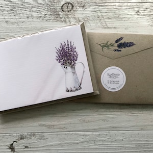 Conjunto de 10 cartões planos LAVENDER HARVEST - cartões personalizados ou em branco com envelopes kraft coordenados - Scattered Seed Co.