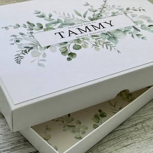 Add a Personalised Stationery Storage Gift Box - Eucalyptus & Green Foliage - Add anything from my shop to make a unique gift.