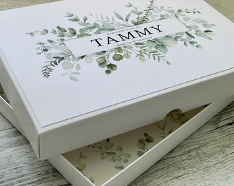 Add a Personalised Stationery Storage Gift Box - Eucalyptus & Green Foliage - Add anything from my shop to make a unique gift.