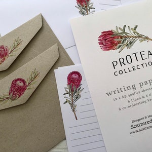 Conjunto de papel para escrita da coleção PROTEA - papel para cartas com tema australiano - conjunto de correspondência - Scattered Seed Co