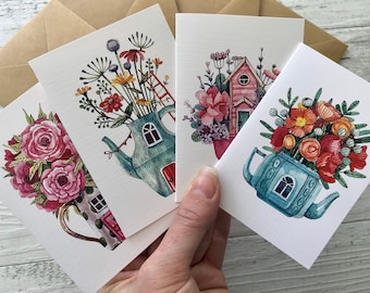 THE MOUSES HOUSE Cards set of 4 -  Mini Houses giftcards set - Mini or Regular Cards set - Scattered Seed Co