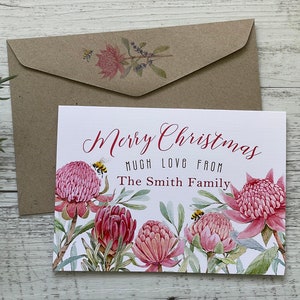 Cartões de Natal personalizados Cartões de coleção WARATAH AUSTRALIANO - Conjunto de cartões de Natal de flores australianas