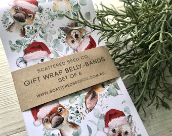 Gift Wrap Belly-Bands - AUSTRALIAN ANIMALS Christmas  COLLECTION - Gift Wrap in style - Scattered Seed Co Belly-Bands