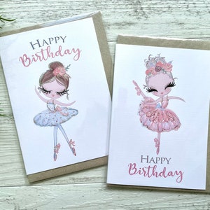 BallERINA Tarjetas de Cumpleaños - 2 diseños de ballet surtidos disponibles - Tarjeta infantil