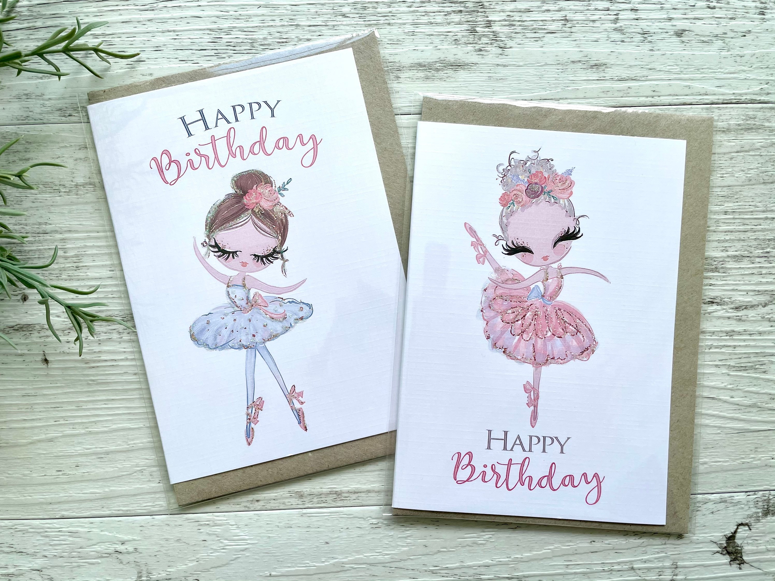 BALLERINA Birthday Cards 2 Assorted Ballet Designs Available - Etsy Ireland