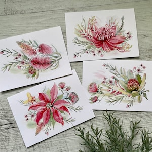 NEW! AUSTRALIAN BOTANICAL cards set of 4 - Mini or Regular size card set - Scattered Seed Co