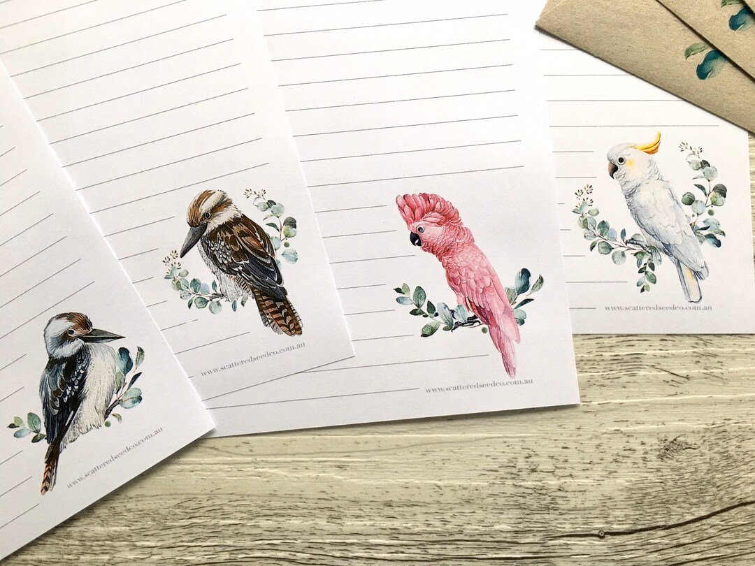 Personalised Writing Paper Set - AUSTRALIAN BIRDS - Set of 20 - Penpal ...