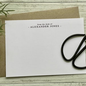 Personalisiertes Herren Briefpapier Set Einfach & Stilvoll Set von 10 Herren Briefpapier Personalisierte Notecards