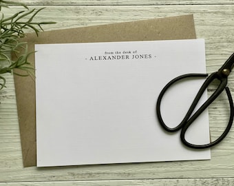 Flat Notecard Set - SIMPLE & STYLISH - Set of 10 - Mens stationery - Australia