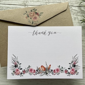 Flat Australian Native Bouquet THANK YOU Notecards Set Di 10 - Thank You Notecards con coordinamento delle buste kraft - Scattered Seed Co.