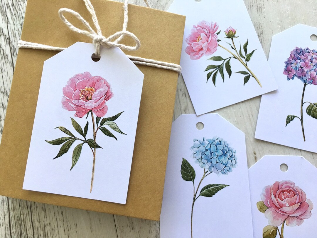 Pretty Tag PRETTY BLOOMS Gift Tags Feminine Floral Swing Tags Peony Rose Tags ...
