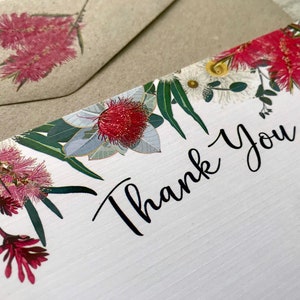Flat Australian Native Flora THANK YOU Notecards Set Of 10 - Thank You Notecards con buste kraft coordinate - Scattered Seed Co.
