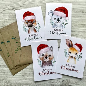Cartes de Noël ANIMAL AUSTRALIEN - 4 animaux australiens assortis