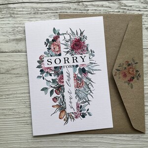 Australian Floral SYMPATHY Cross Cards - Christian SORRY  for your LOSS Cards - Scattered Seed Co