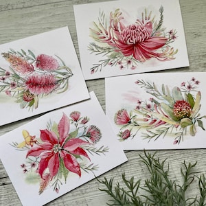 AUSTRALIAN BOTANICAL cards set of 4 - Mini or Regular size card set - Scattered Seed Co