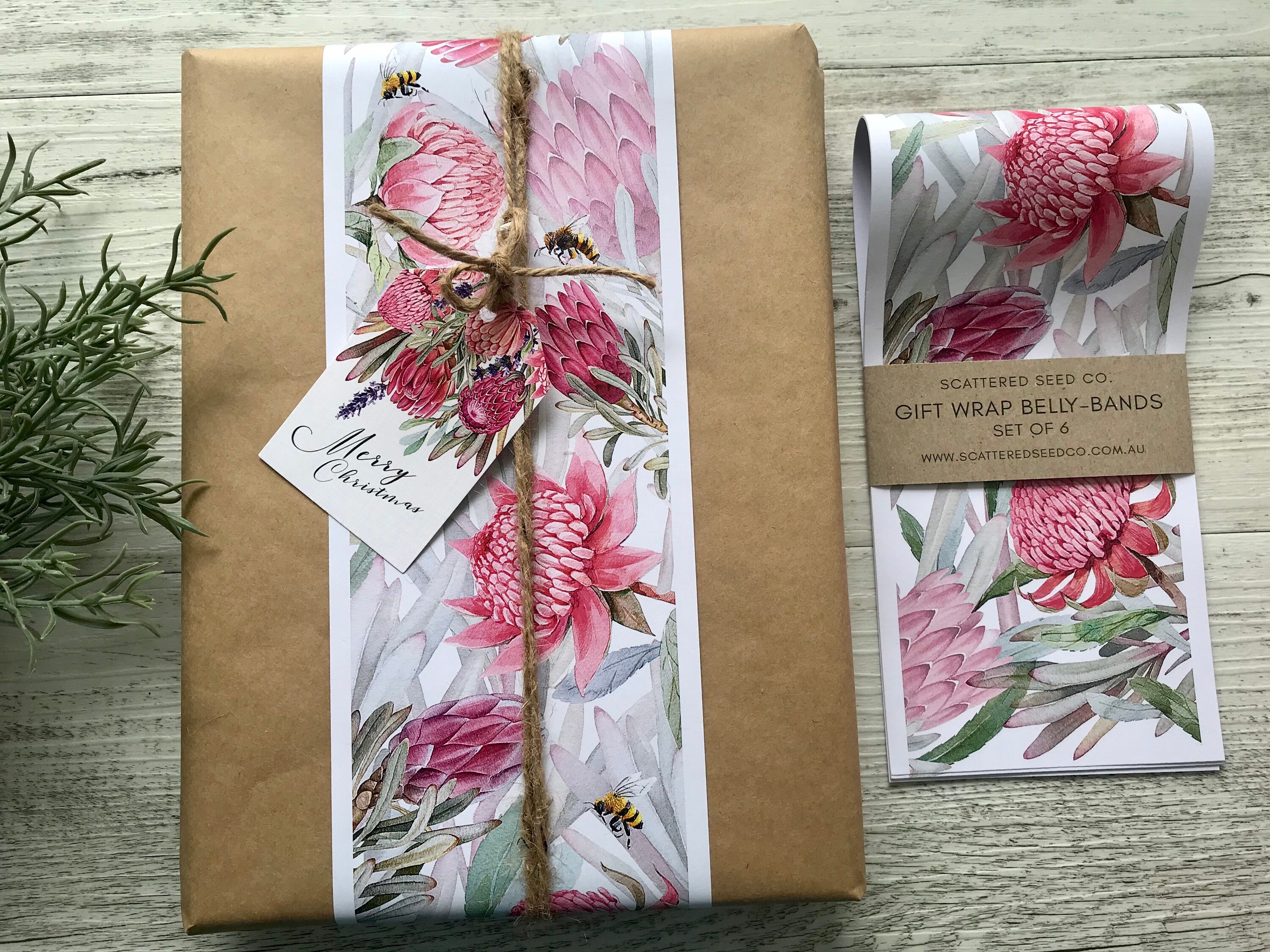 Gift Wrap Bellybands WARATAH / PROTEA COLLECTION Gift Etsy Australia