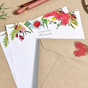 Personalised Writing Paper AUSTRALIAN FLORA Australiana Stationery Custom Letter Paper for Penpal gift for Mum Snail Mail Friend gift