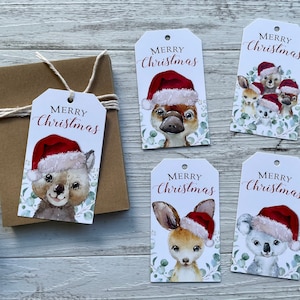 New AUSTRALIAN ANIMALS CHRISTMAS gift tags - Swing Tags - Koala, Kangaroo, Platypus, Wombat gift tags - kids swing tags - Christmas Tags