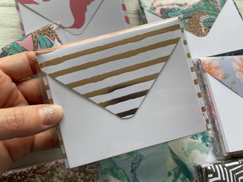 10 Mini Envelopes With Insert Cards - MARBLE - Floral - Vintage - Set ...