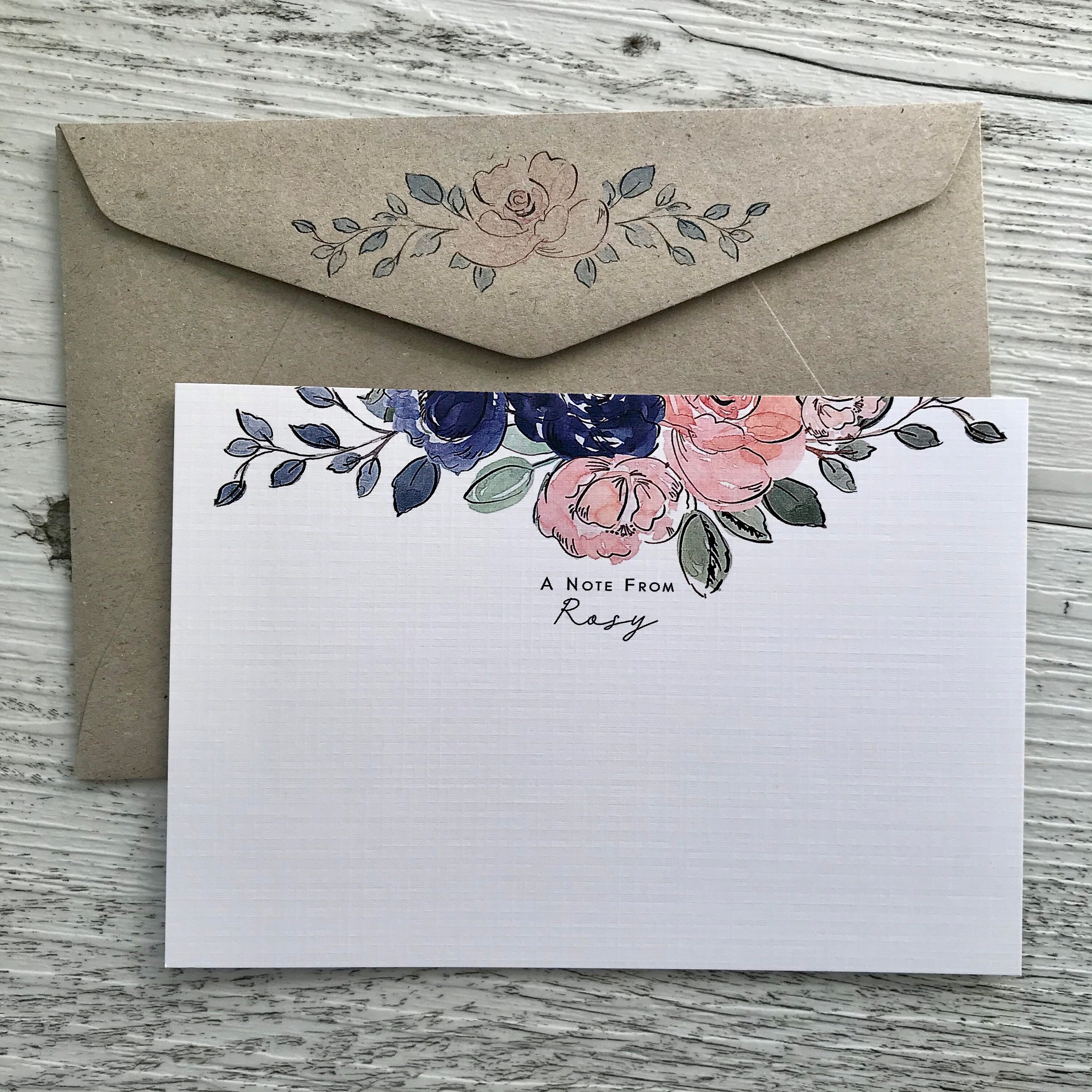 Flat FRAGRANT BLOOMS Notecard Set - Set of 10 - Rose Stationery - Rosey ...