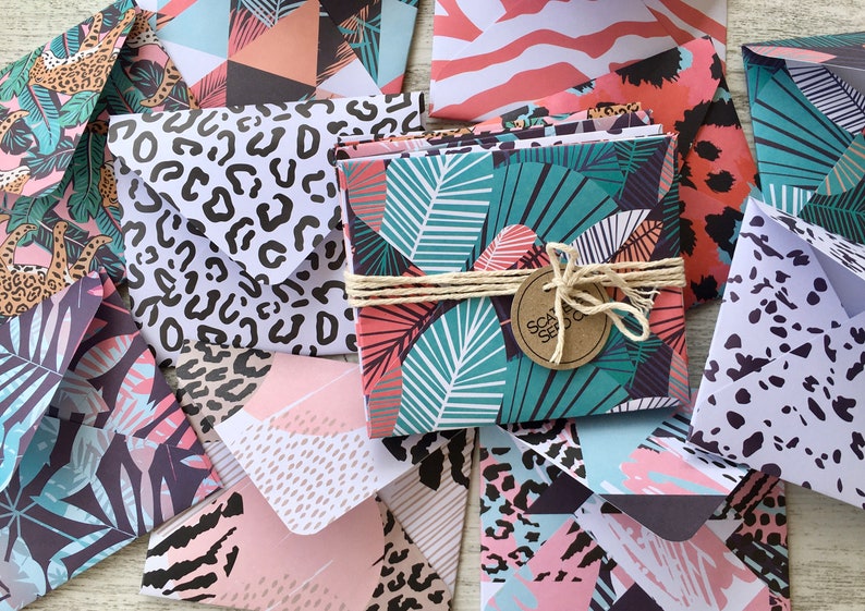10 Mini Envelopes With Insert Cards - MARBLE - Floral - Vintage - Set ...