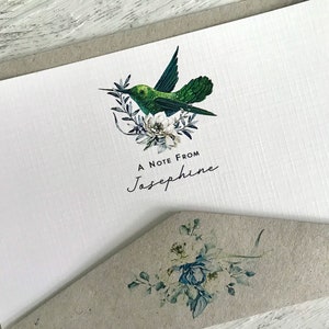 Flat HUMMINGBIRD Notecard Set - Set of 10 - Bird stationery - Bird notecard set with coordinating kraft envelopes - Australia