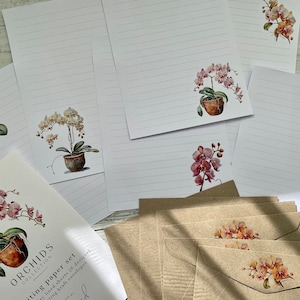 Conjunto de papel de carta da coleção ORCHIDS - papel de carta - conjunto de amigos por correspondência - Scattered Seed Co