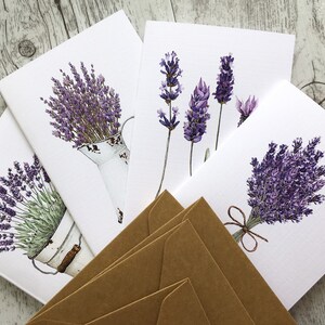 LAVENDELOOGST Mini- of standaardkaarten, set van 4 - blanco wenskaartenset met bloemen - 4 ontwerpen - Scattered Seed Co
