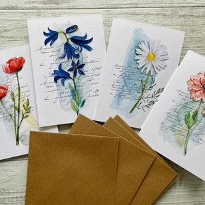 WILDFLOWERS Mini or Regular sized cards set of 4 - floral blank greeting card set - 4 designs - Scattered Seed Co