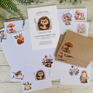 Conjunto de papel de carta da coleção WOODLANDS WONDERLAND - papel de carta com tema de floresta - conjunto de amigos por correspondência da floresta - Scattered Seed Co