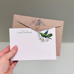 Flat HUMMINGBIRD Notecard Set - Set of 10 - Bird stationery - Bird notecard set with coordinating kraft envelopes - Australia