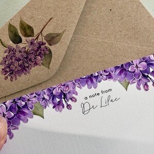 Flat LILAC Notecard Set - Set of 10 - Lilacs stationery - LILACS notecard set with coordinating kraft envelopes - Australia