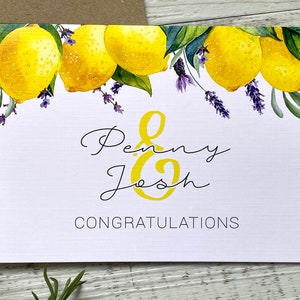 Lemon & Lavender Wedding/Engagement card - citrus wedding card