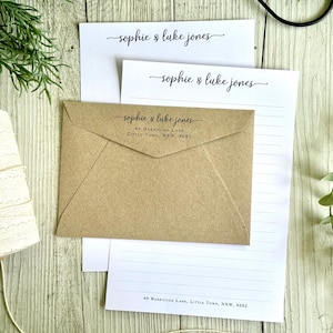 20er Set Briefpapier mit Adresse personalisiert Briefpapier Set - Hochzeit Briefpapier Hochzeitspapeterie Erstes Zuhause Geschenk