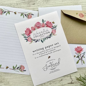 WARATAH Collection Writing Paper Set - Australian themed notepaper - penpal set - Scattered Seed Co