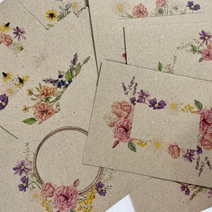 Set of 10 WILDFLOWER decorative envelopes -  Happy Mail C6 Kraft Envelopes - Scattered Seed Co