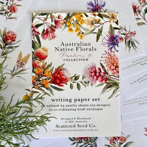 Juego de papel para escribir con motivos florales nativos australianos SALMO 91 - Papel para notas con temática de fe cristiana - Juego de amigos por correspondencia - Regalo para un amigo - Regalo bíblico
