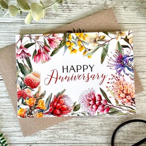 Australian Native Floral ANNIVERSARY Card - AUSTRALIAN Flora - Aussie Anniversary Flower cards Wedding Anniversary card