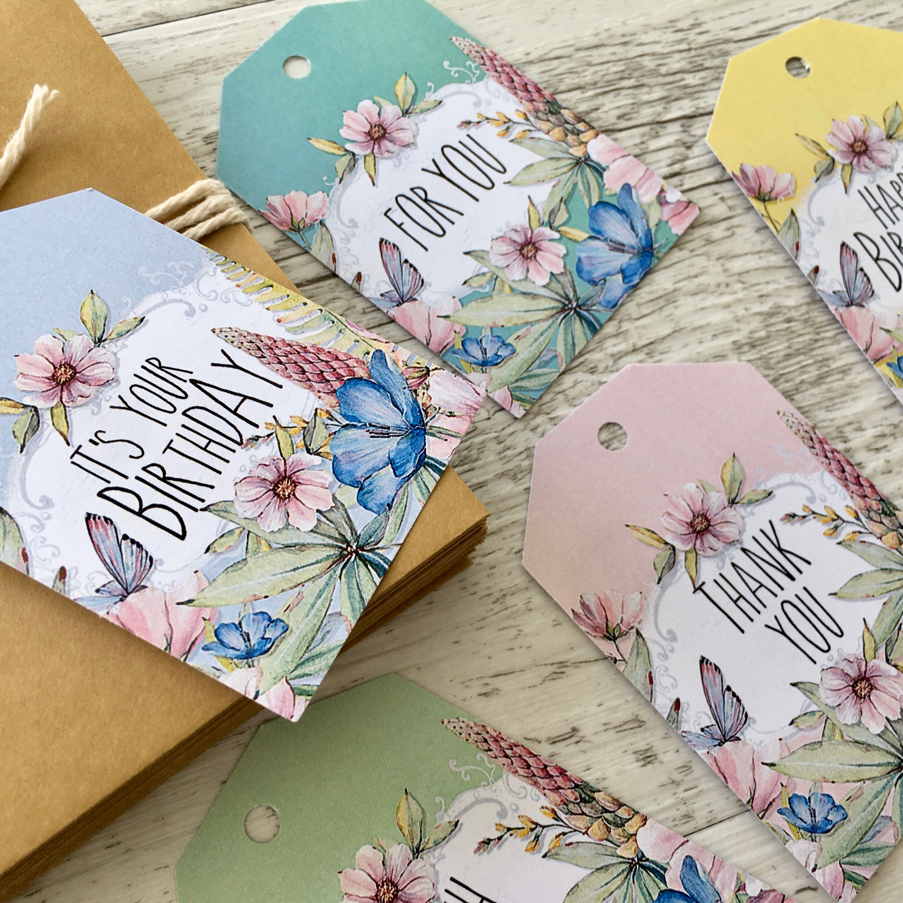 SPRING GARDEN Gift Tags Assorted Sentiment Swing Tags for Gifts Floral ...